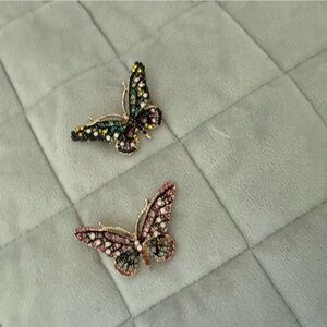 Gold Butterfly Brooch Pair - Women's Jewelry
